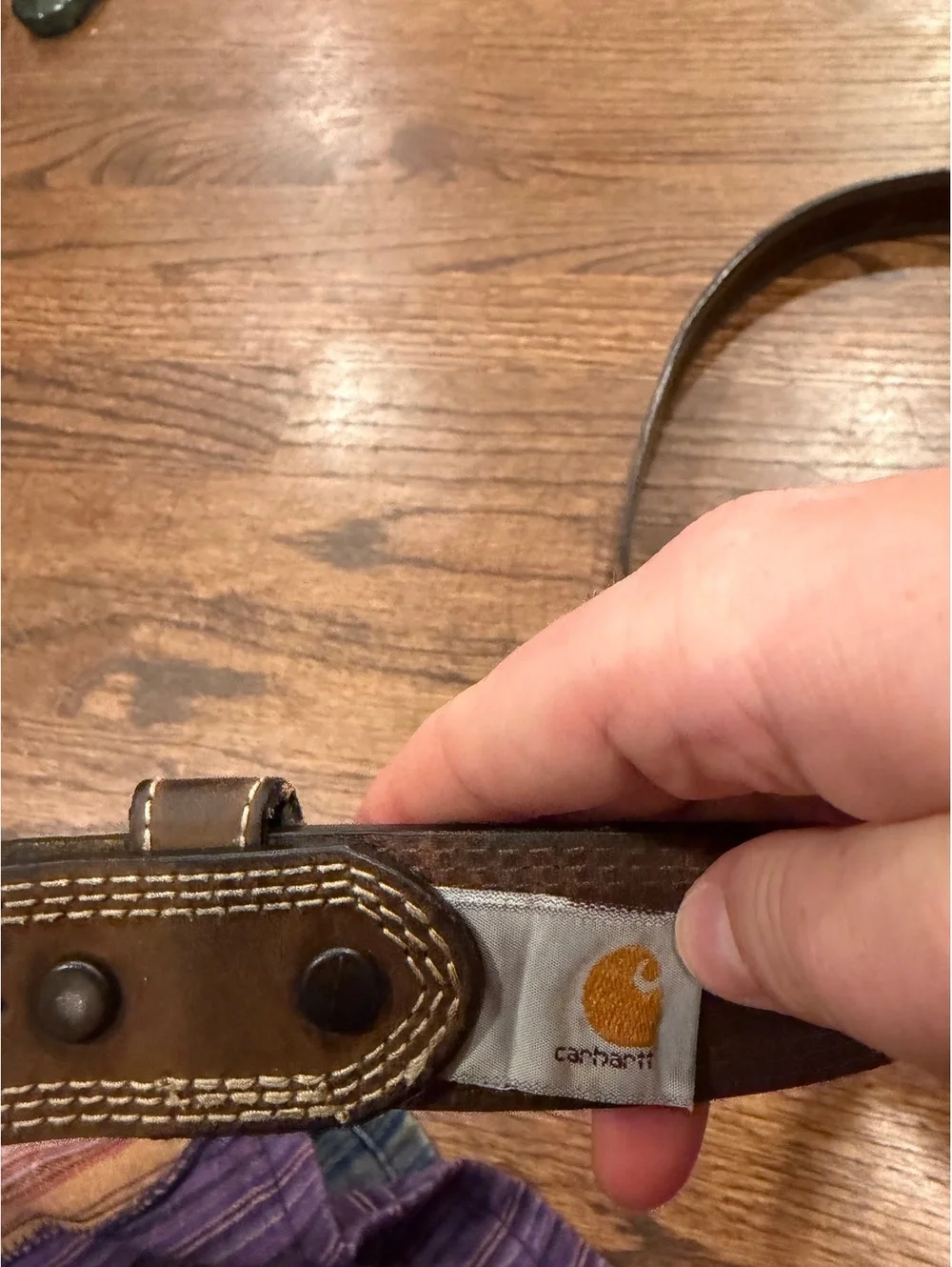 Carhartt Brown Leather Belt with Double Stitching